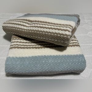 Bella Lux Beige Light Blue 2 BathTowels